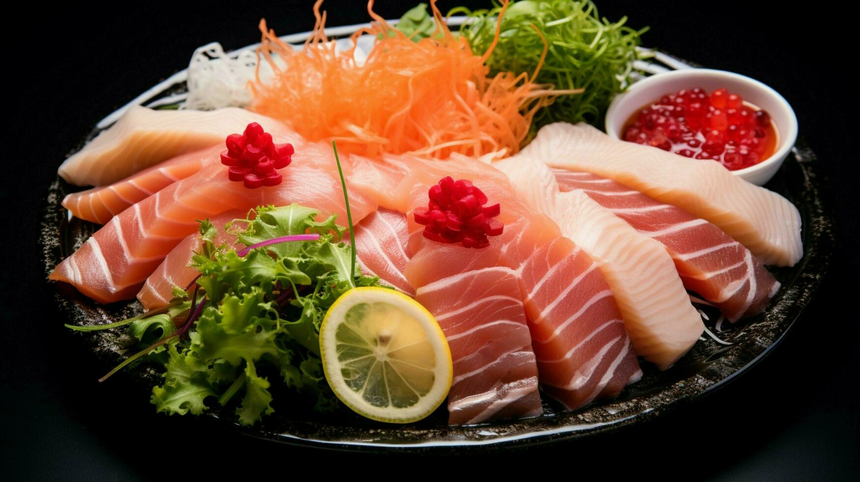 gourmet seafood meal plate of fresh sashimi healthy eating photo