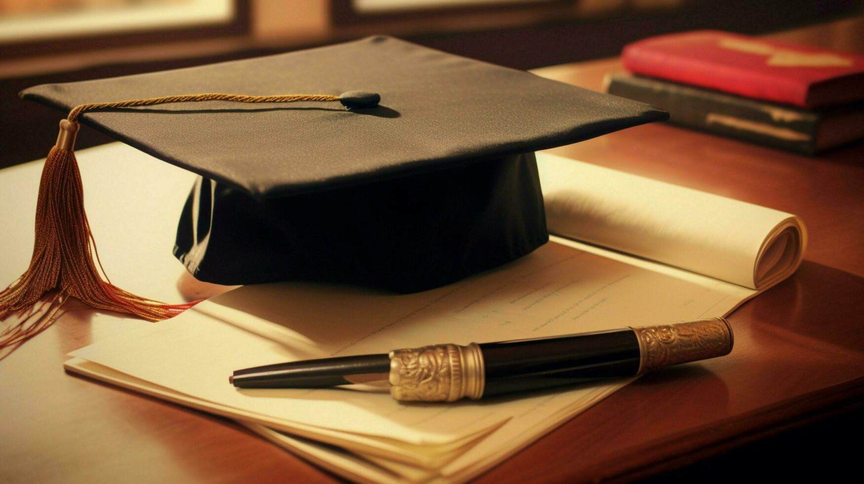 graduation cap and diploma signify achievement photo