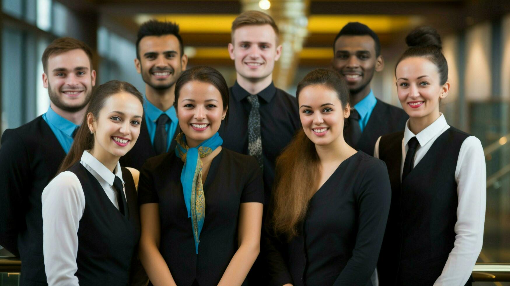 group of professionals in traditional clothing smiling photo