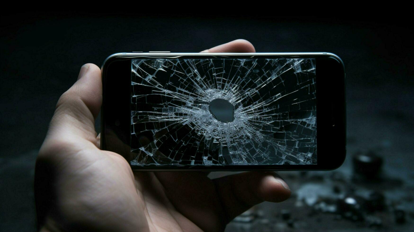hand holding shattered smart phone communication lost photo