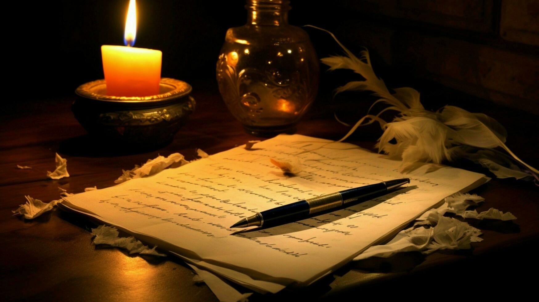 handwriting by candlelight creativity burning bright photo