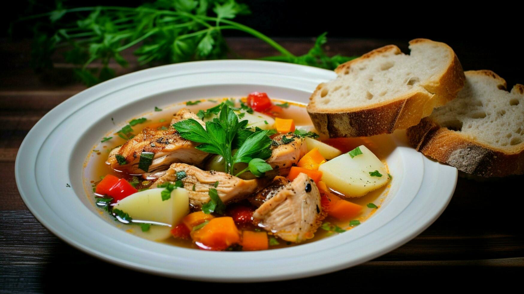 healthy eating cooked meat vegetable soup fresh grilled photo