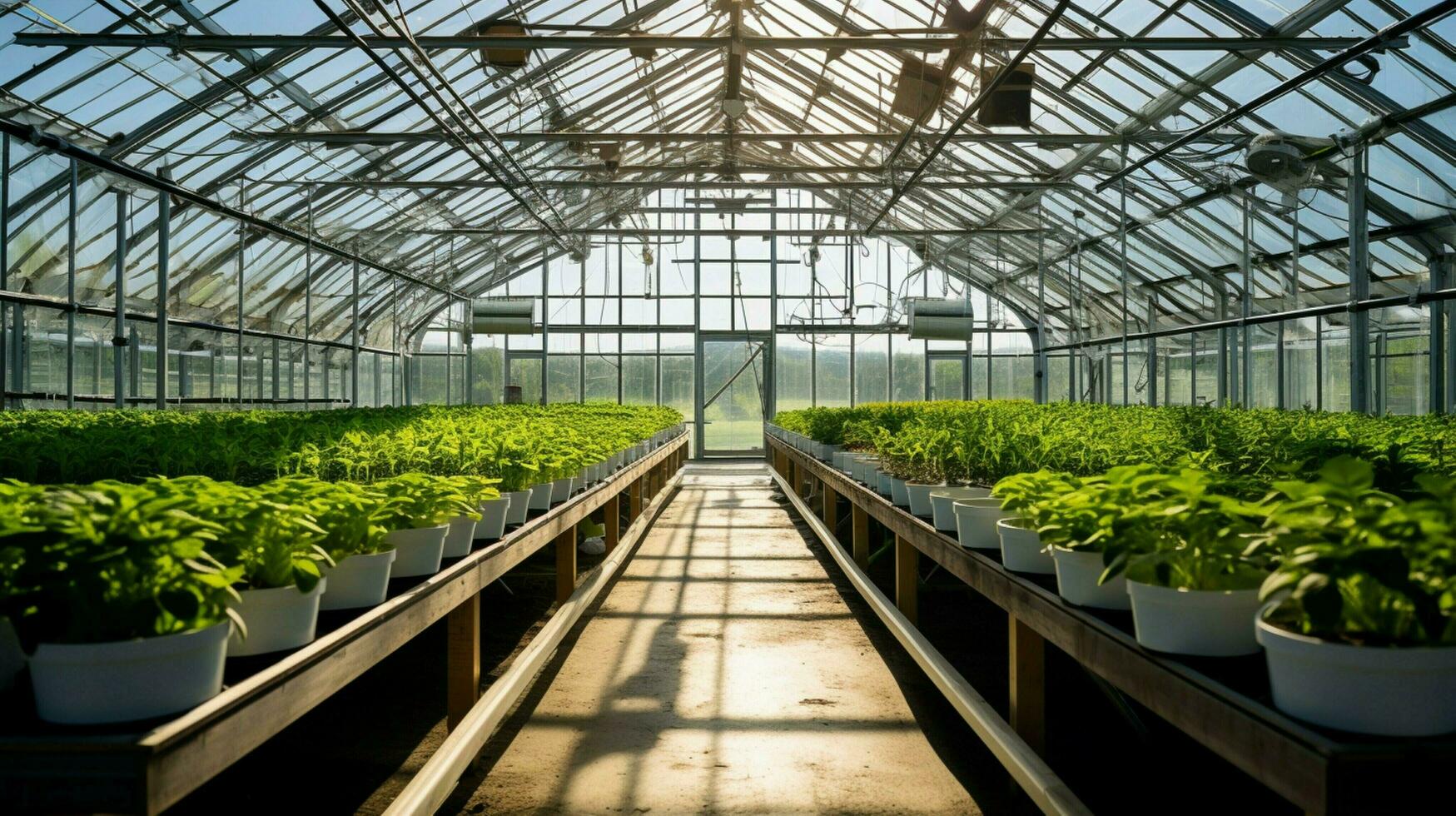 healthy plants thrive in modern greenhouse technology photo