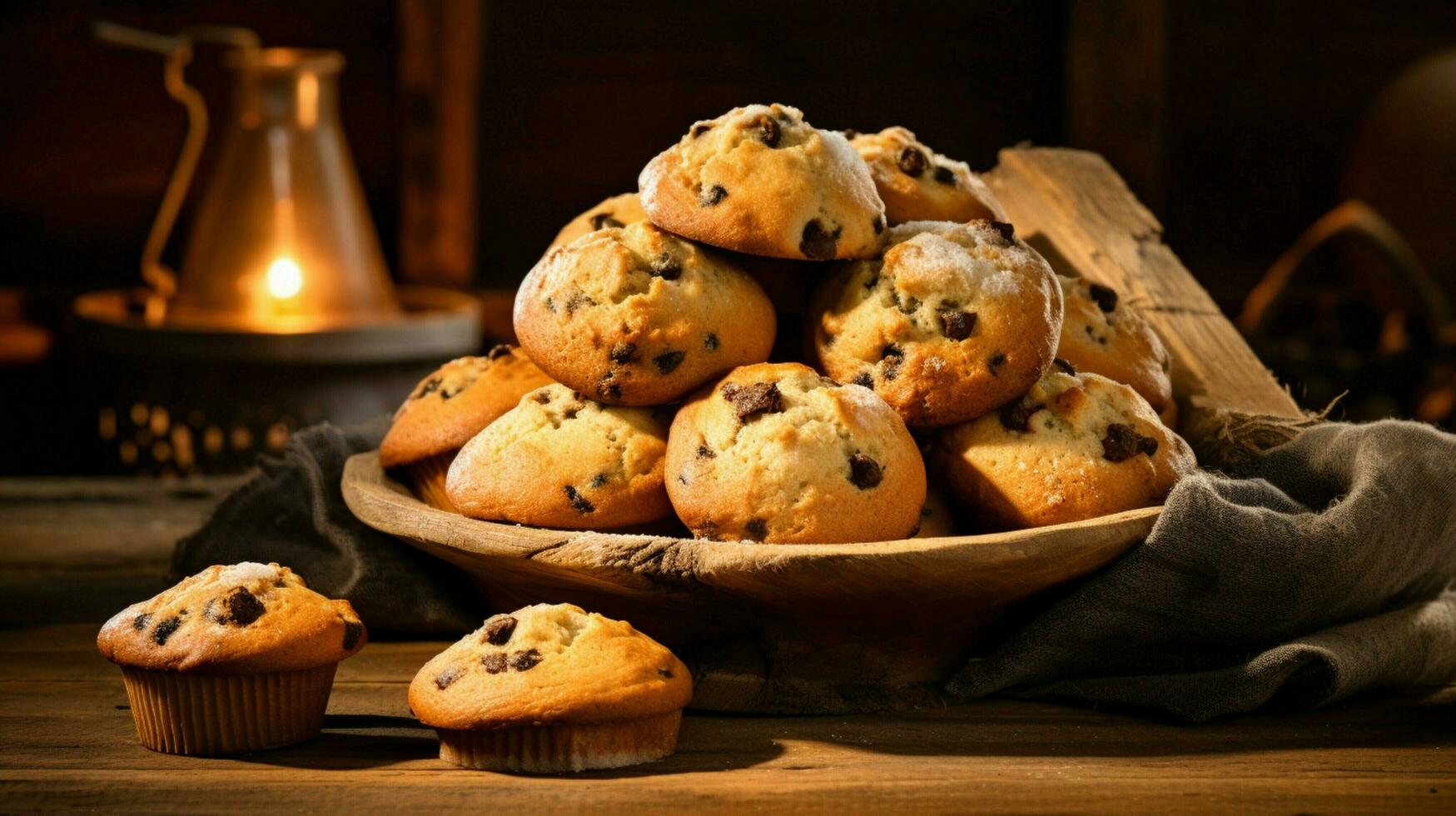 homemade baked goods on rustic wood table muffin cookie photo