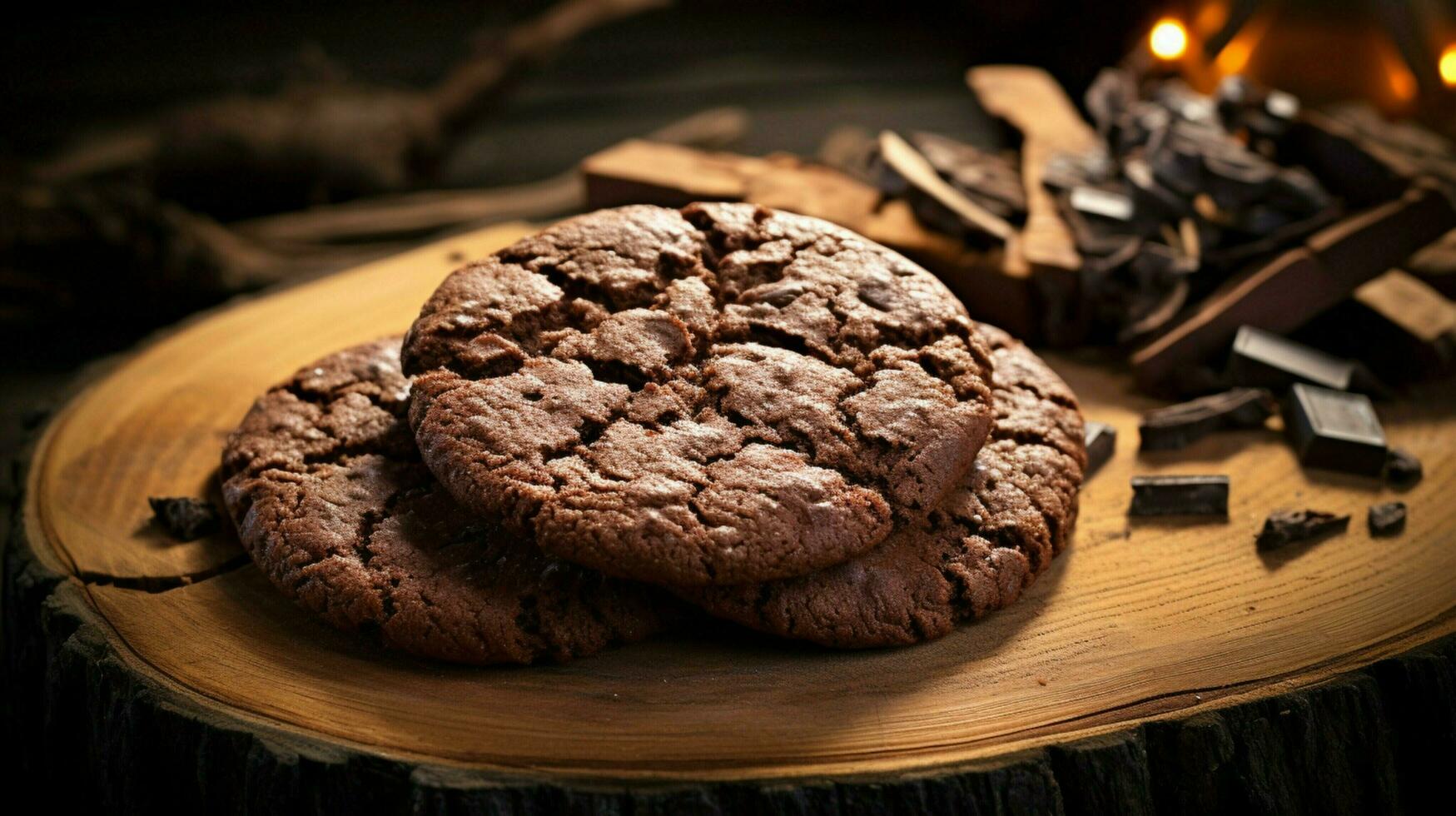 homemade chocolate cookie on rustic wood table a sweet photo