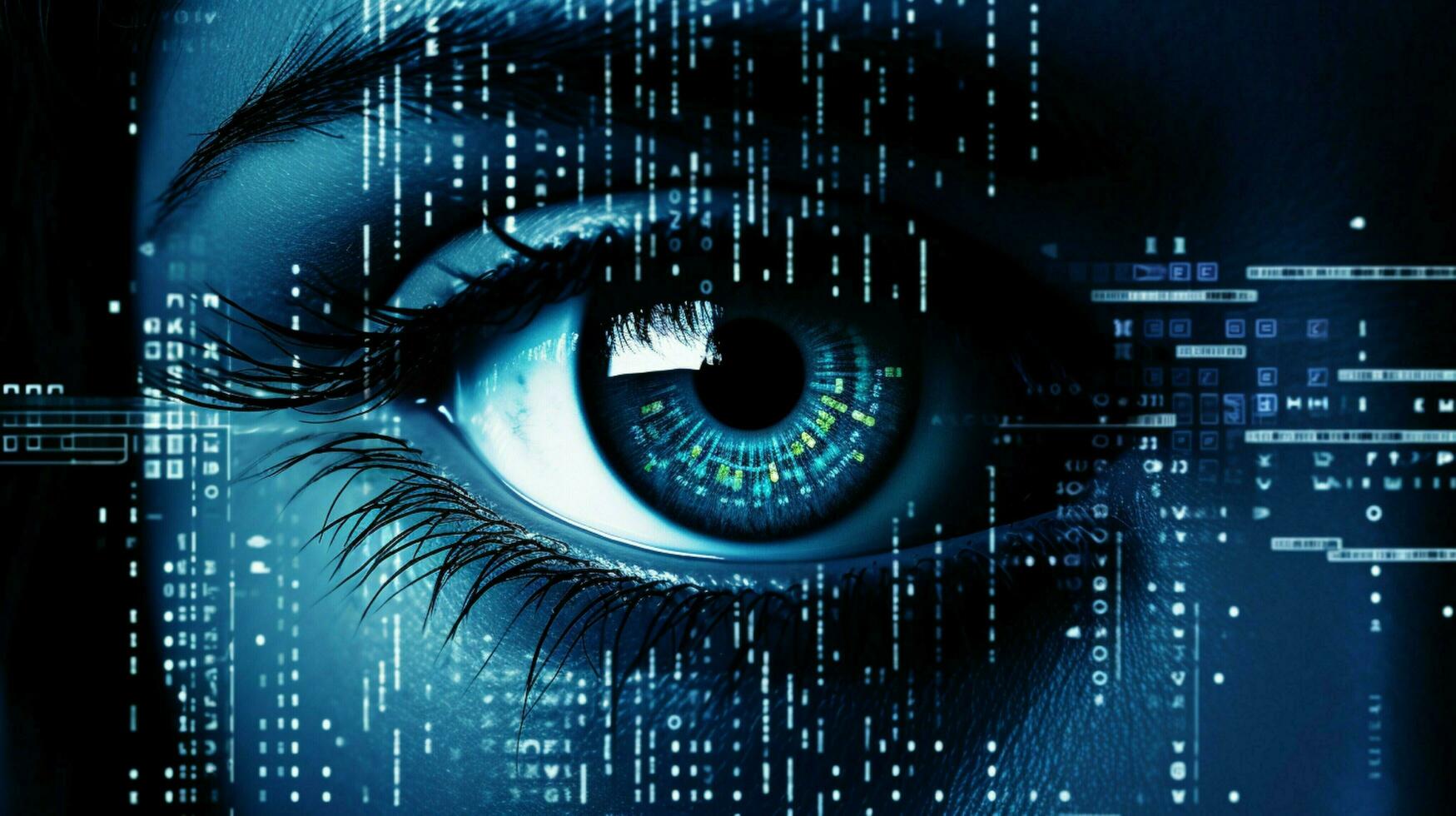 human eye watching futuristic security system data photo