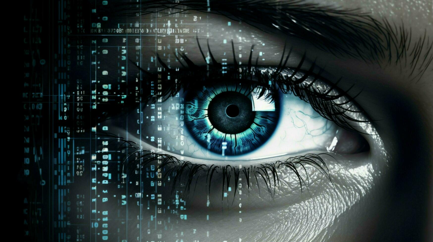 human eye watching futuristic security system data photo