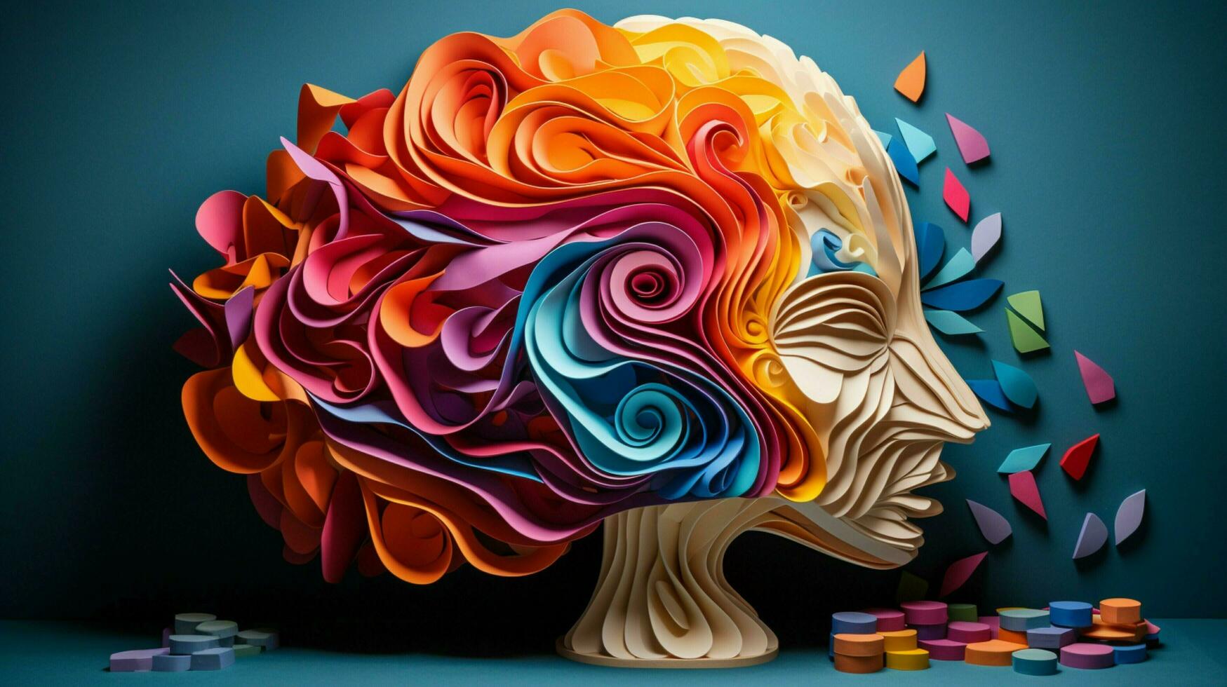 humano cerebro con papel colores foto
