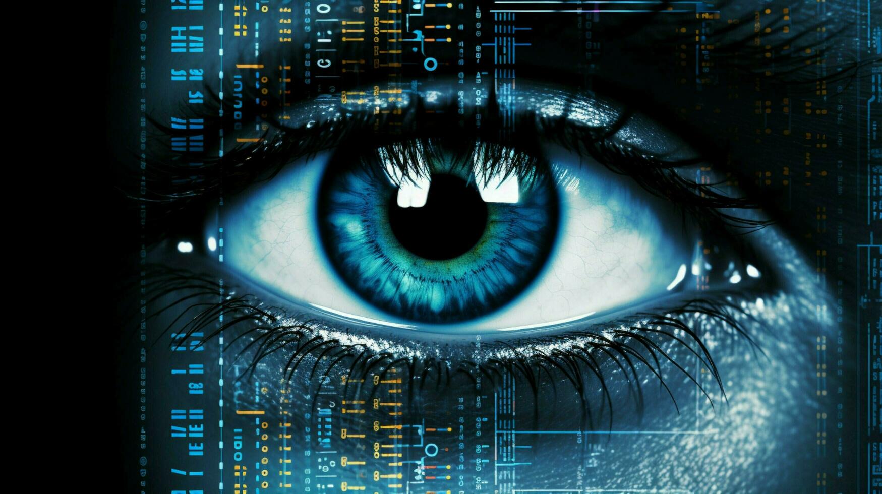 human eye watching futuristic security system data photo