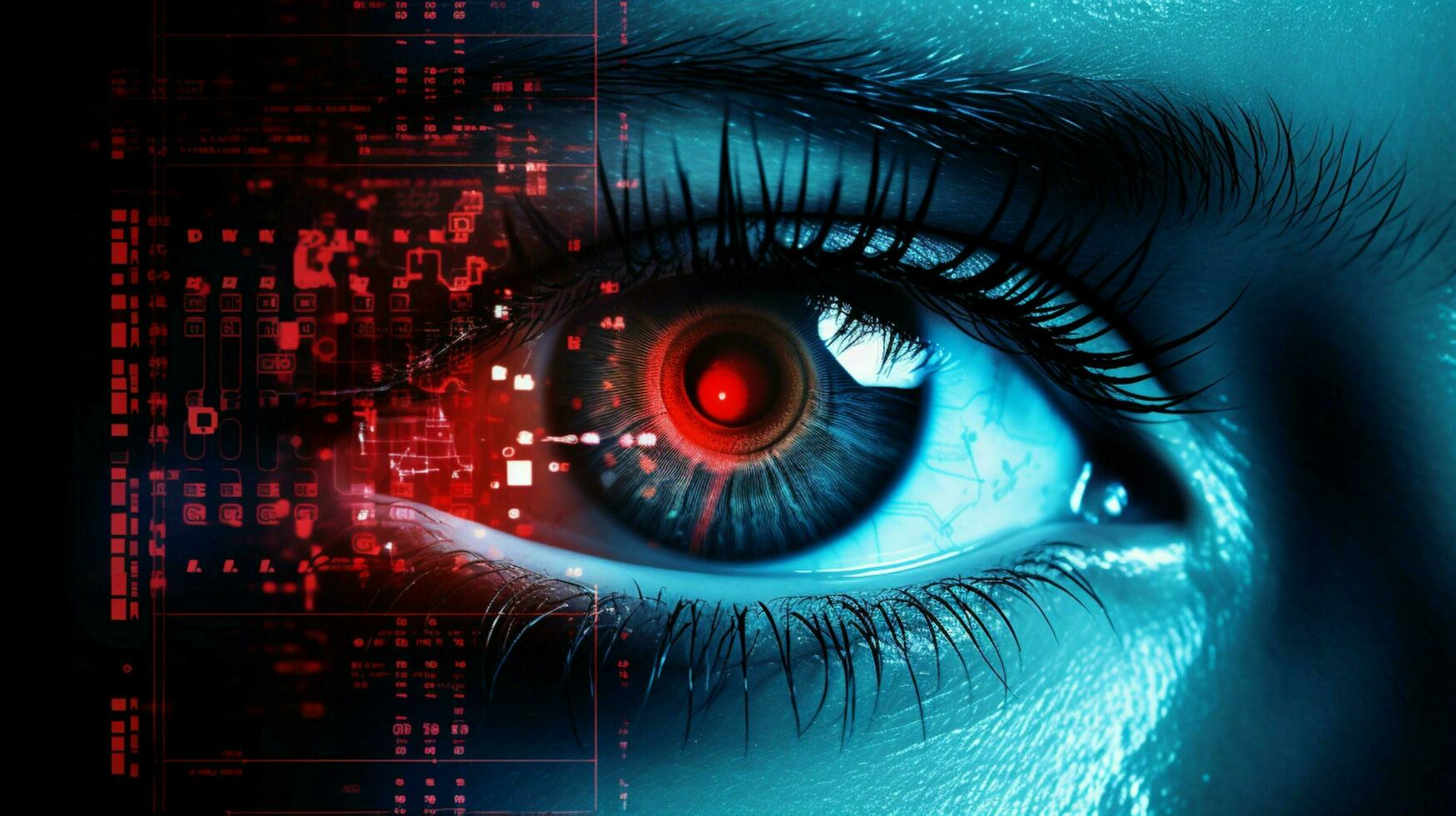human eye watching futuristic security system data photo