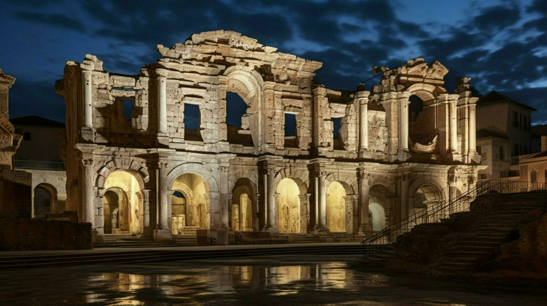 illuminated ancient ruins ize majestic italian culture photo