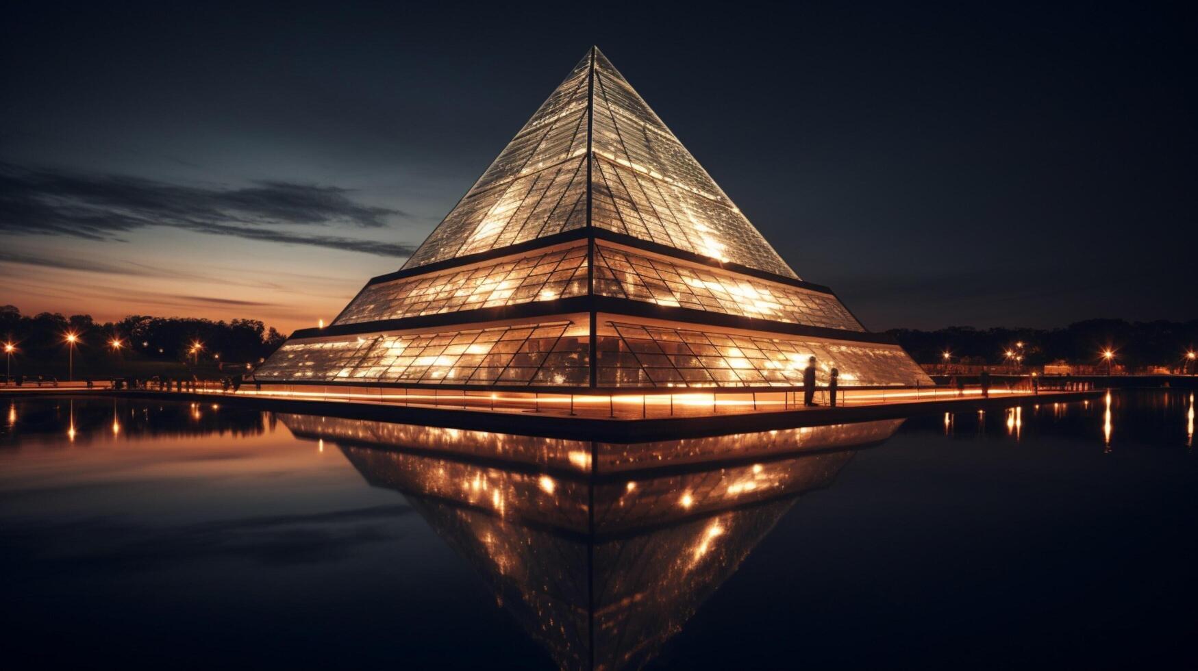 illuminated landmark reflects on water majestic man made photo