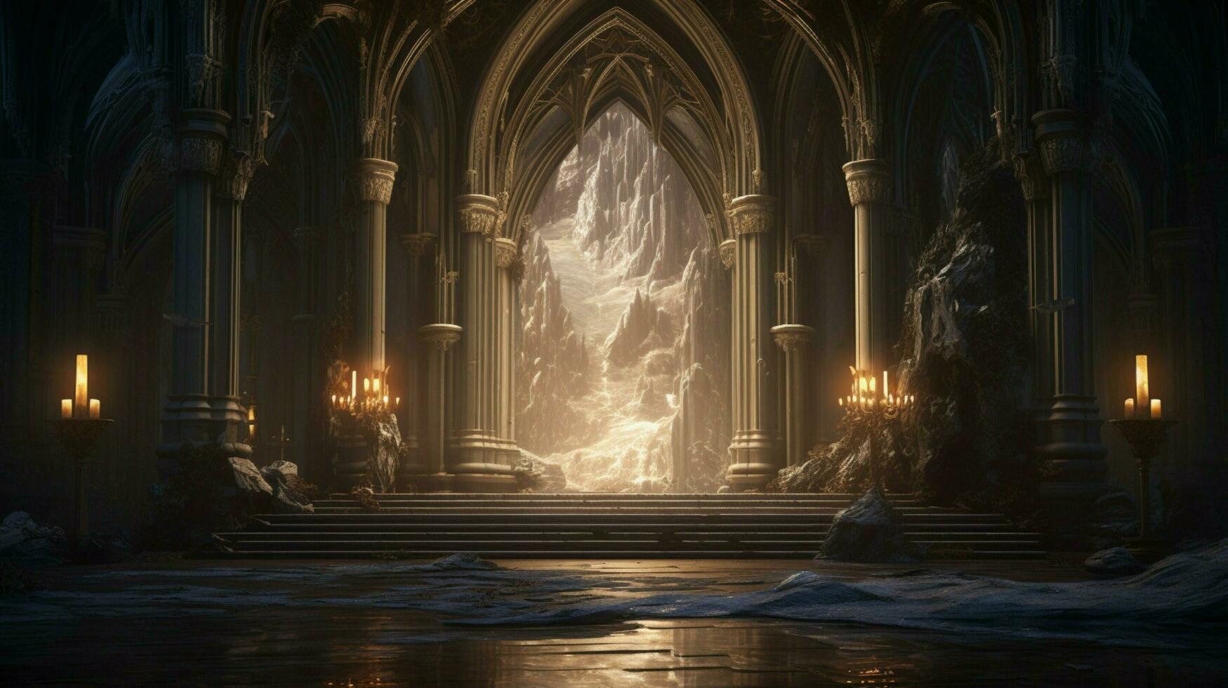 illuminated gothic chapel with ancient architectural photo