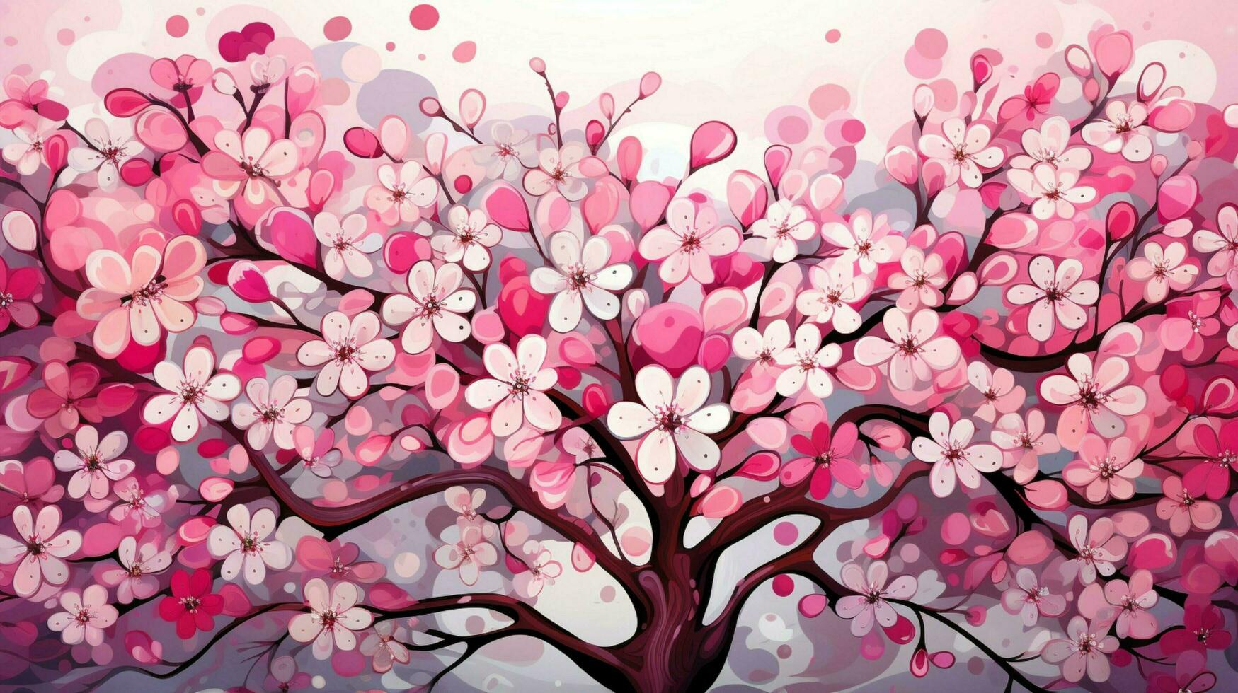 illustration a tree blossoms with abstract pink flowers photo