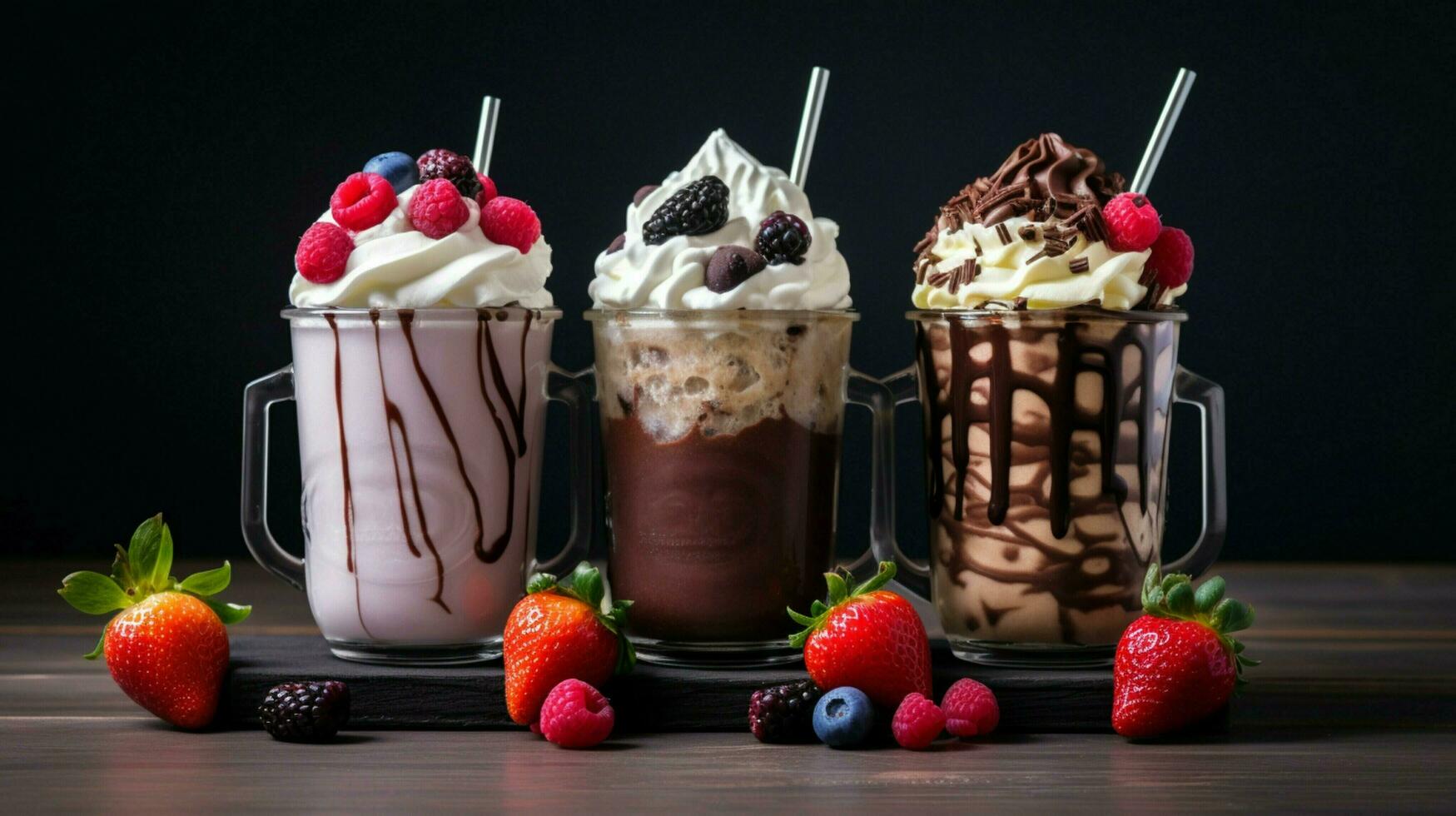 indulgent milkshakes desserts sweet chocolate berry fruit photo