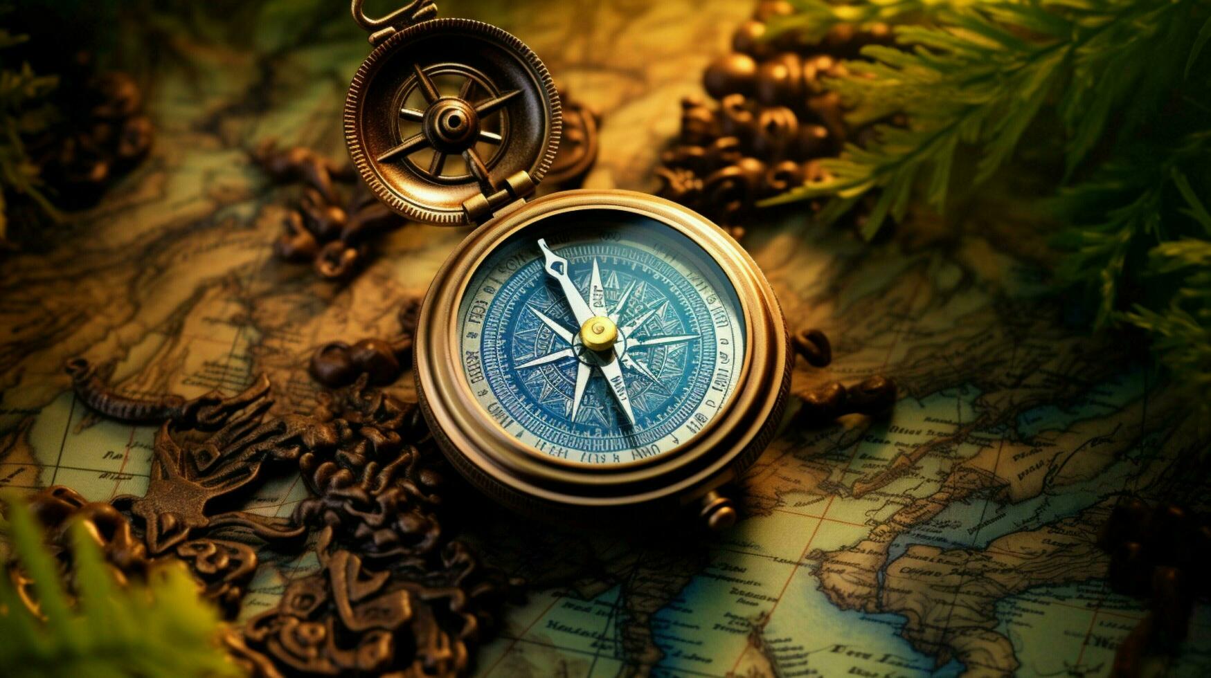 journey west exploring nature with navigational compass photo