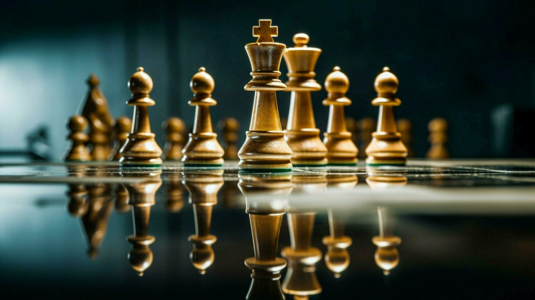 king leadership reflected in victorious chess strategy photo