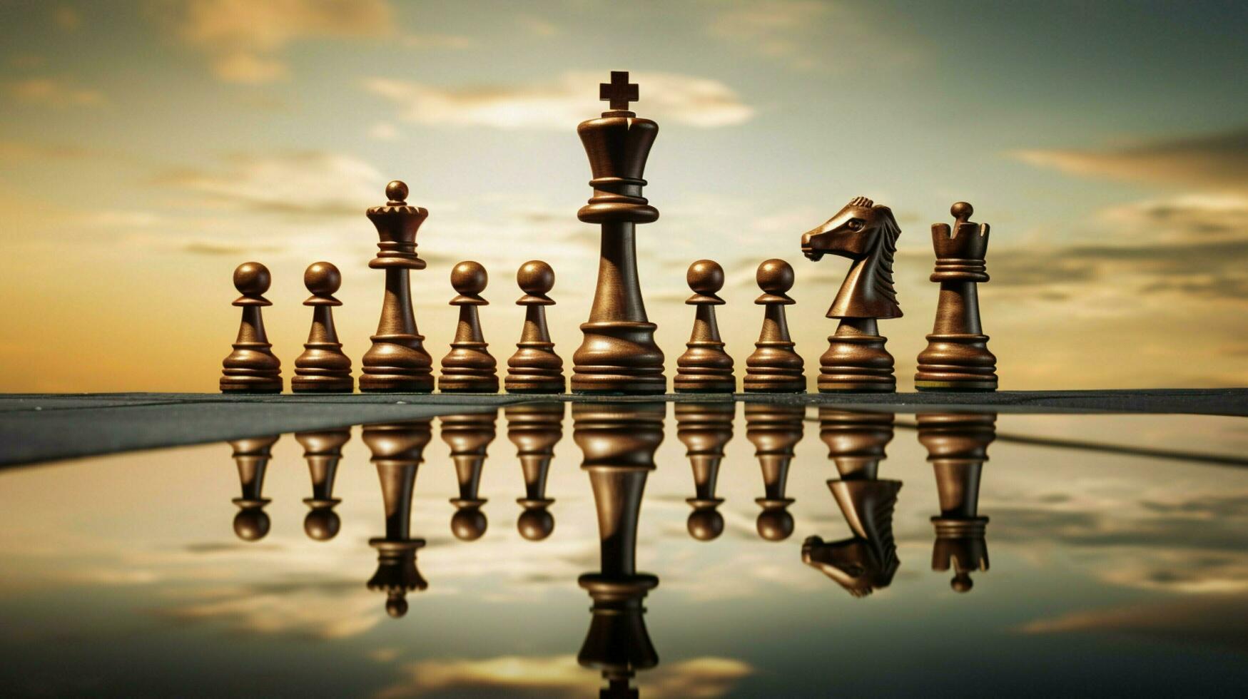 king leadership reflected in victorious chess strategy photo