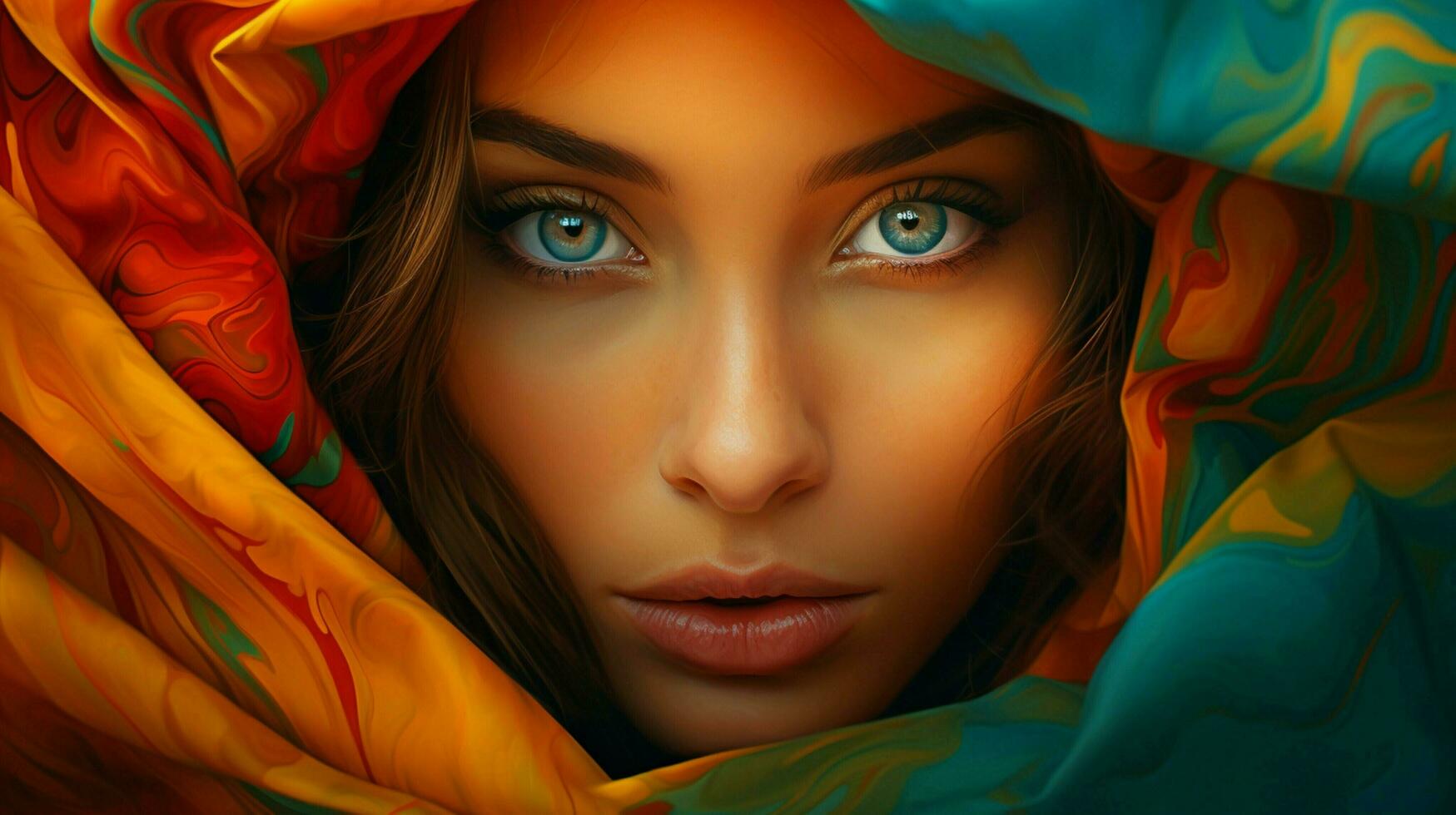 looking at camera one womans vibrant beauty photo
