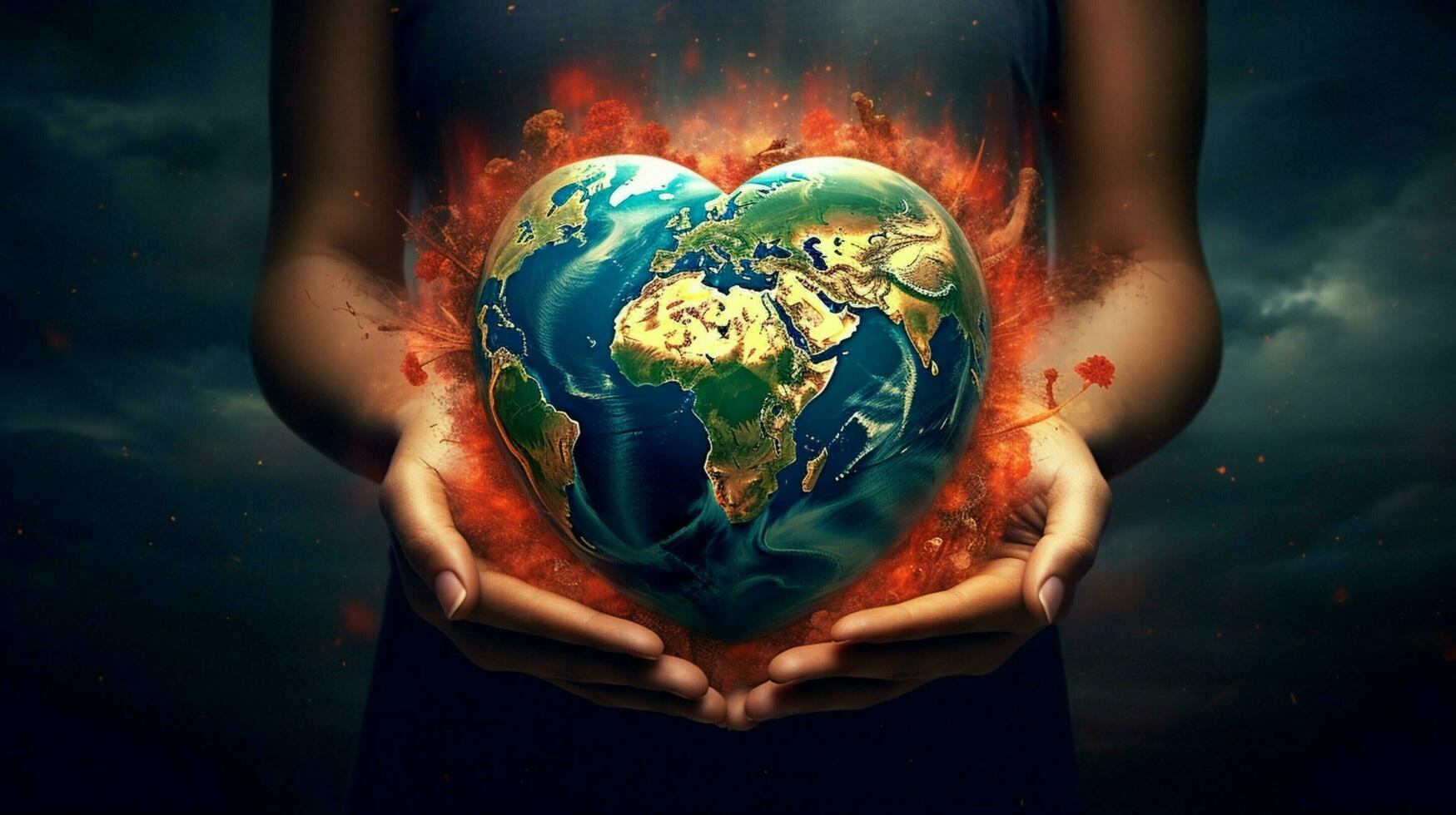 love holds the world with creative inspiration photo