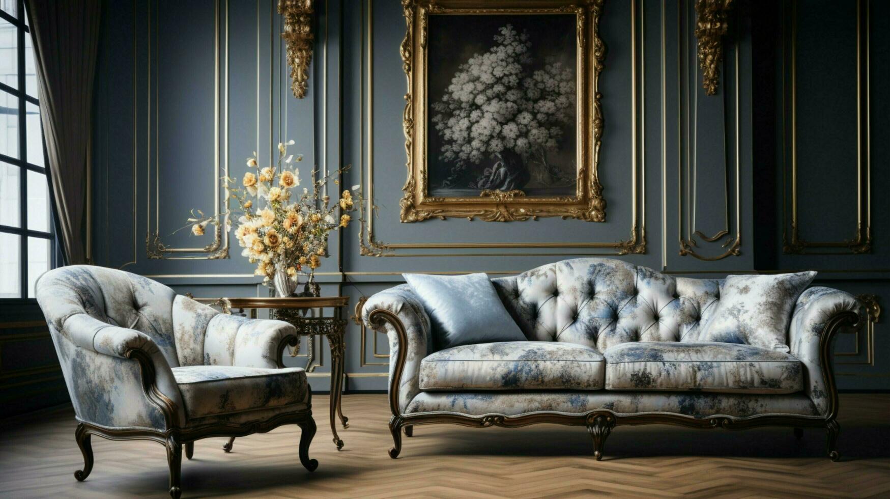 luxury antique sofa and armchair modern comfort photo