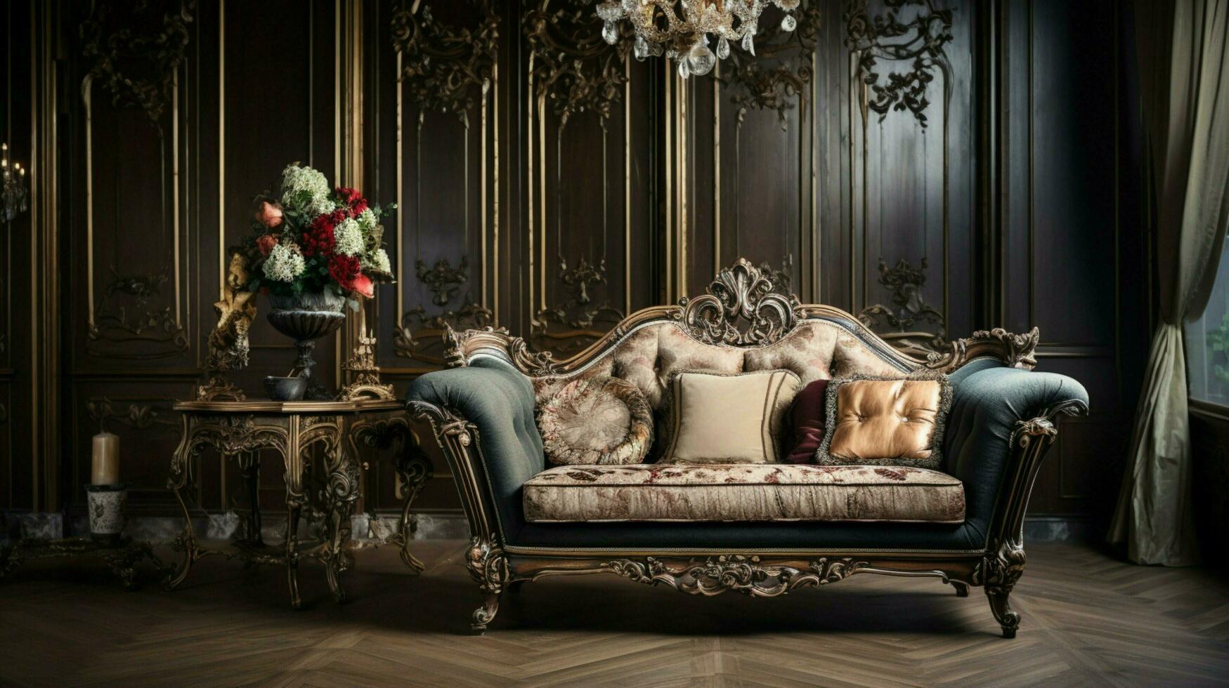 luxury antique sofa and armchair modern comfort photo