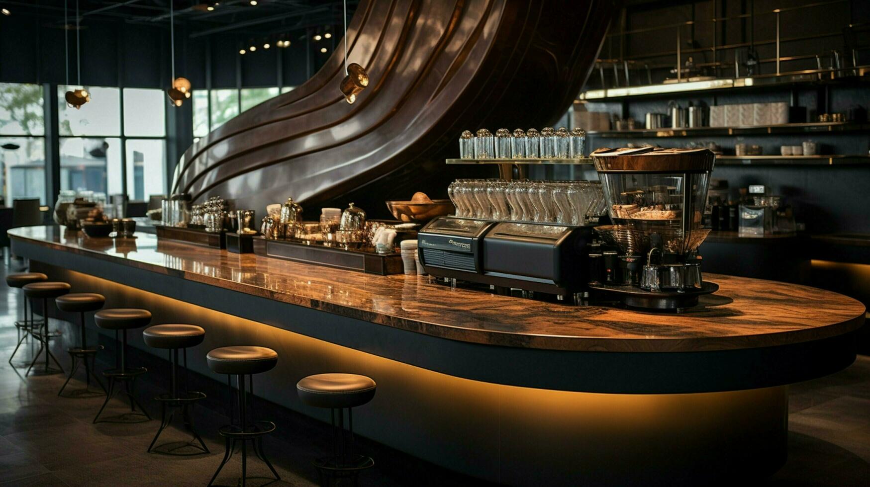 luxury coffee shop table inside barista bar photo