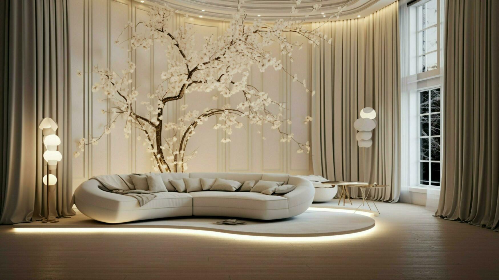 luxury modern room with elegant decoration and lighting photo