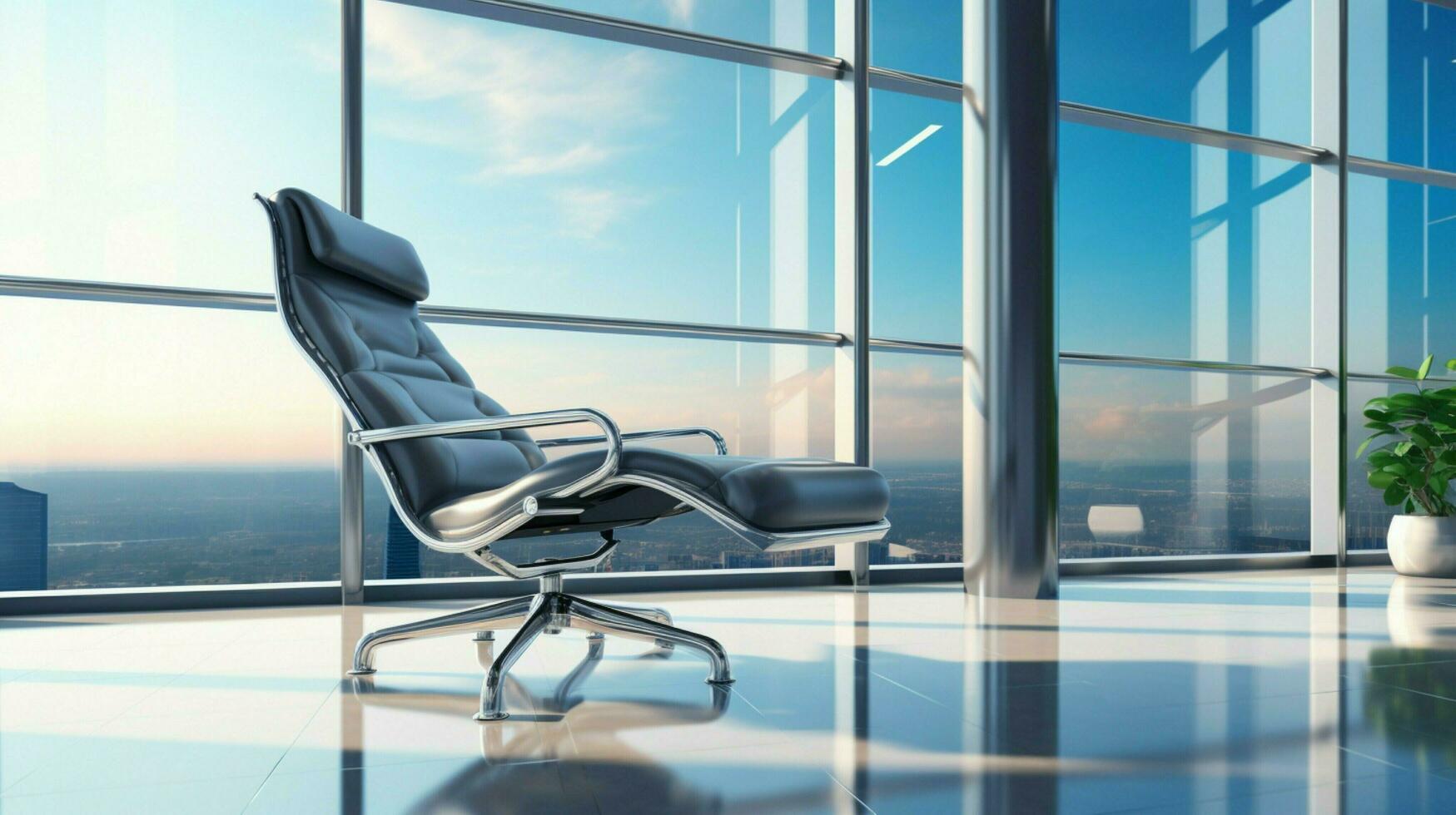 luxury office chair in modern glass building photo