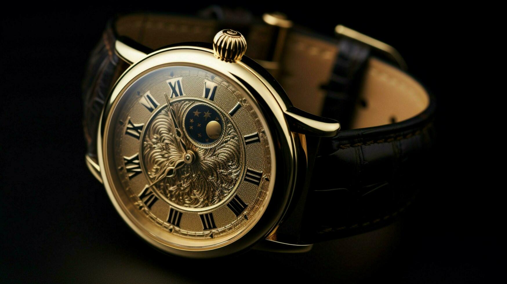 luxury wristwatch with accurate minute hand detail photo