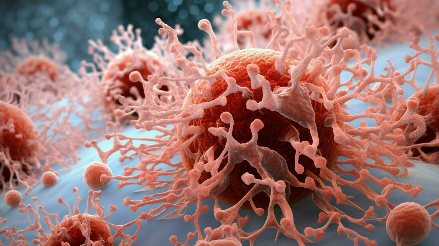 magnified cancer cells highlight genetic mutations photo
