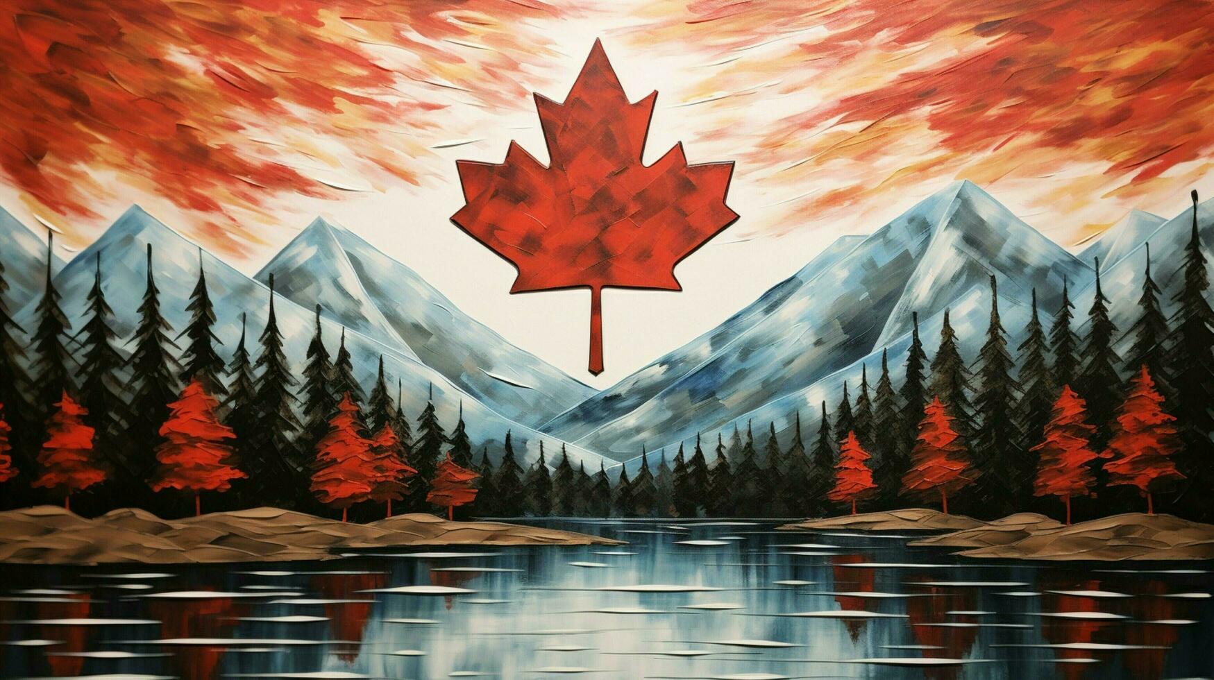 majestic mountain range tranquil scene canadian flag photo