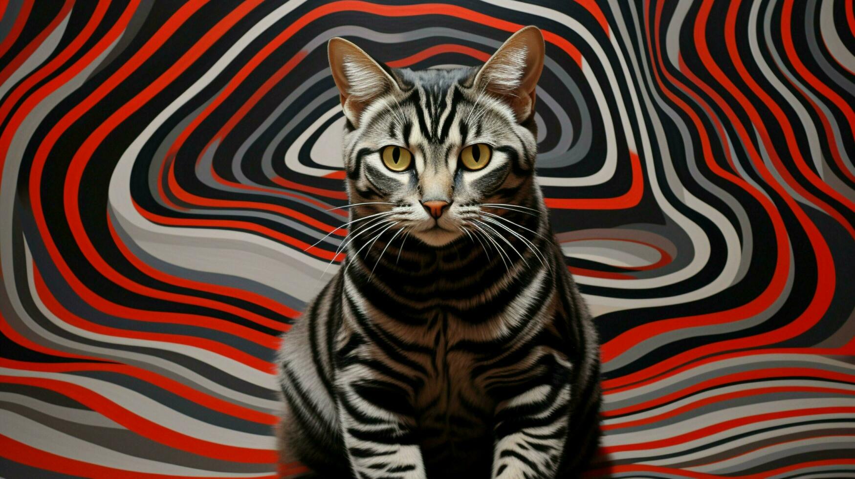 majestuoso a rayas felino curioso con vigilancia foto