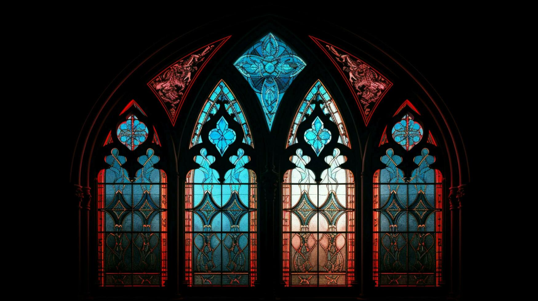 medieval chapel with gothic architecture stained glass photo