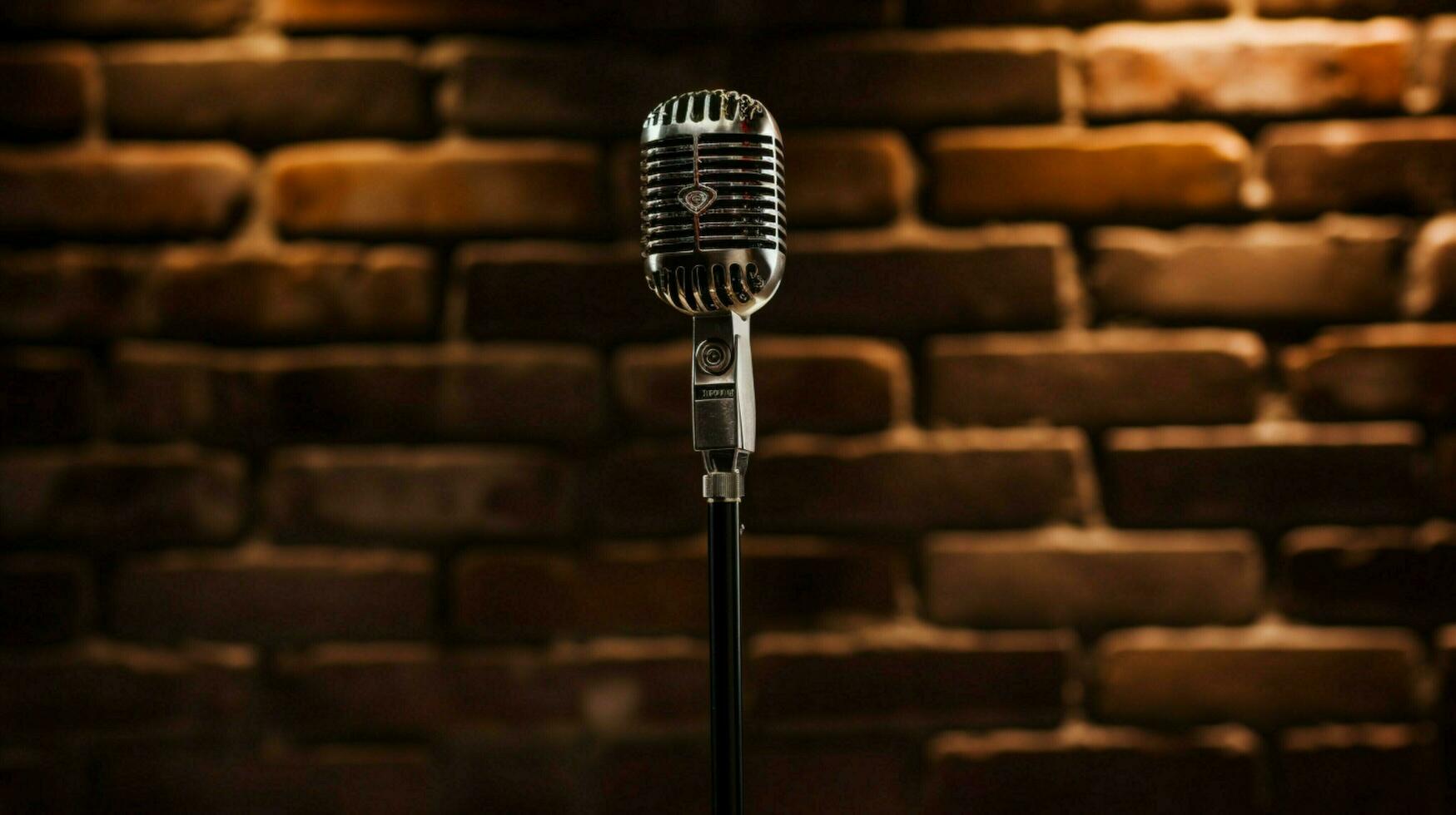 microphone on chrome stand in performance space photo