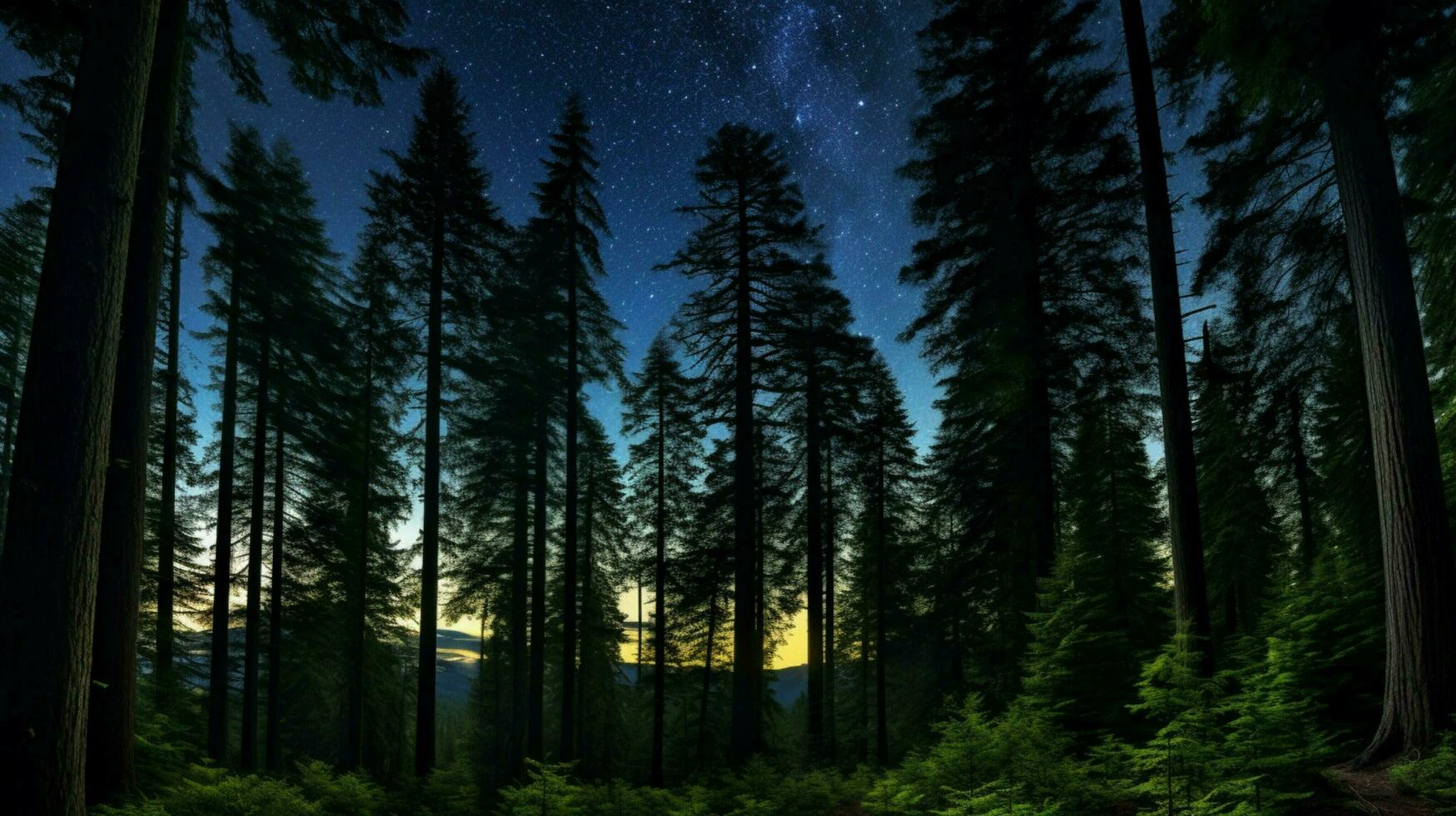 milky way illuminates tranquil forest at dusk photo