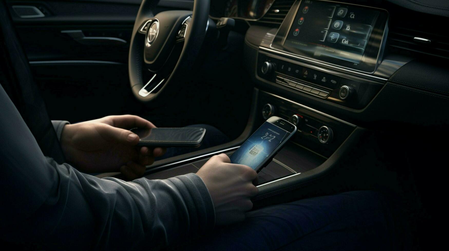 mobile device controls car with wireless technology photo