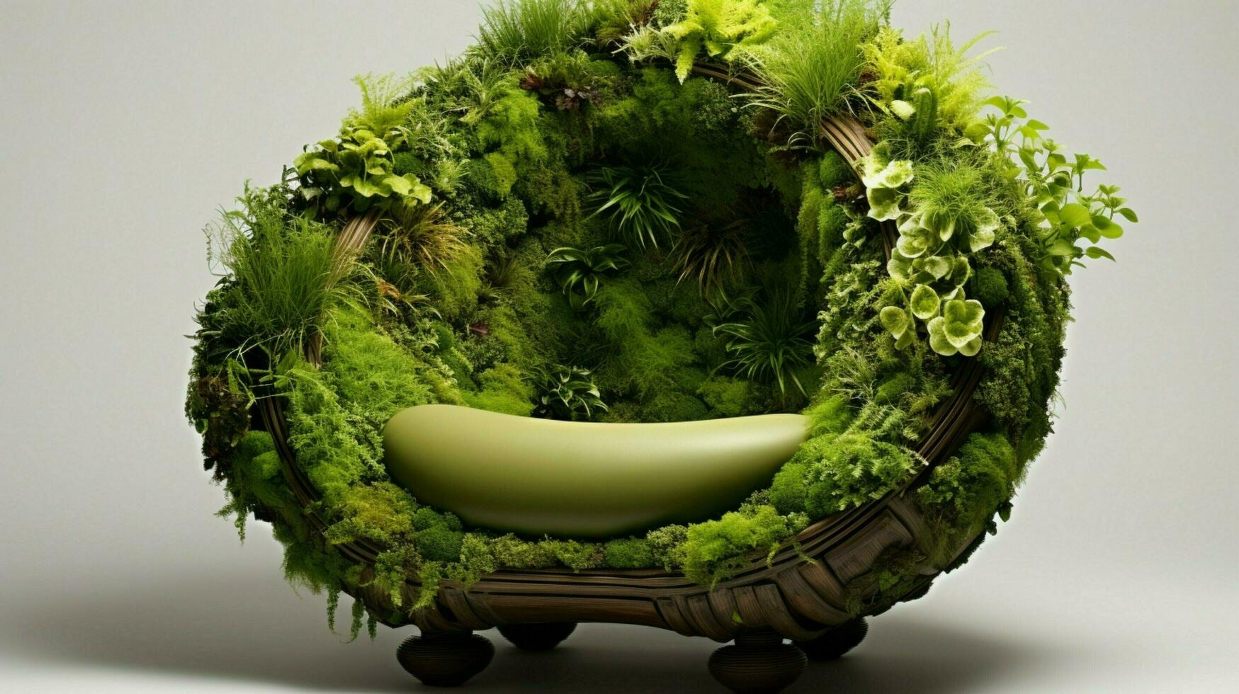 modern design comfortable chair natural plant decor photo