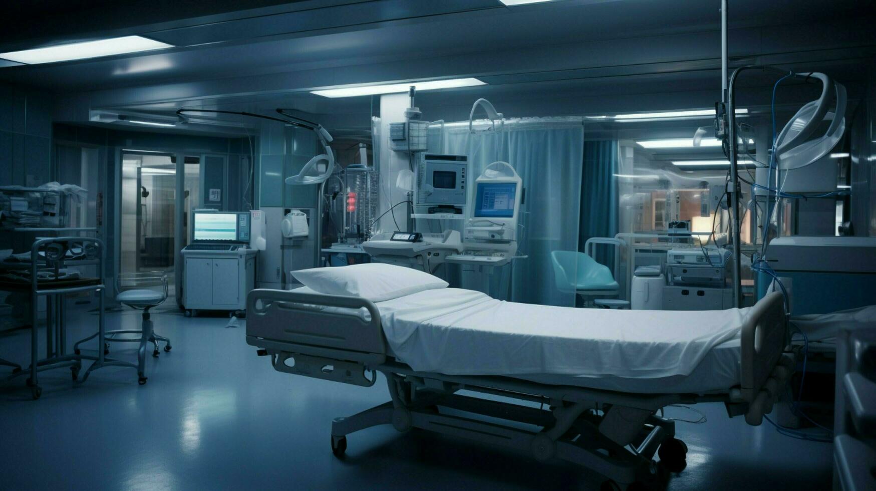 modern healthcare equipment illuminates an empty hospital photo