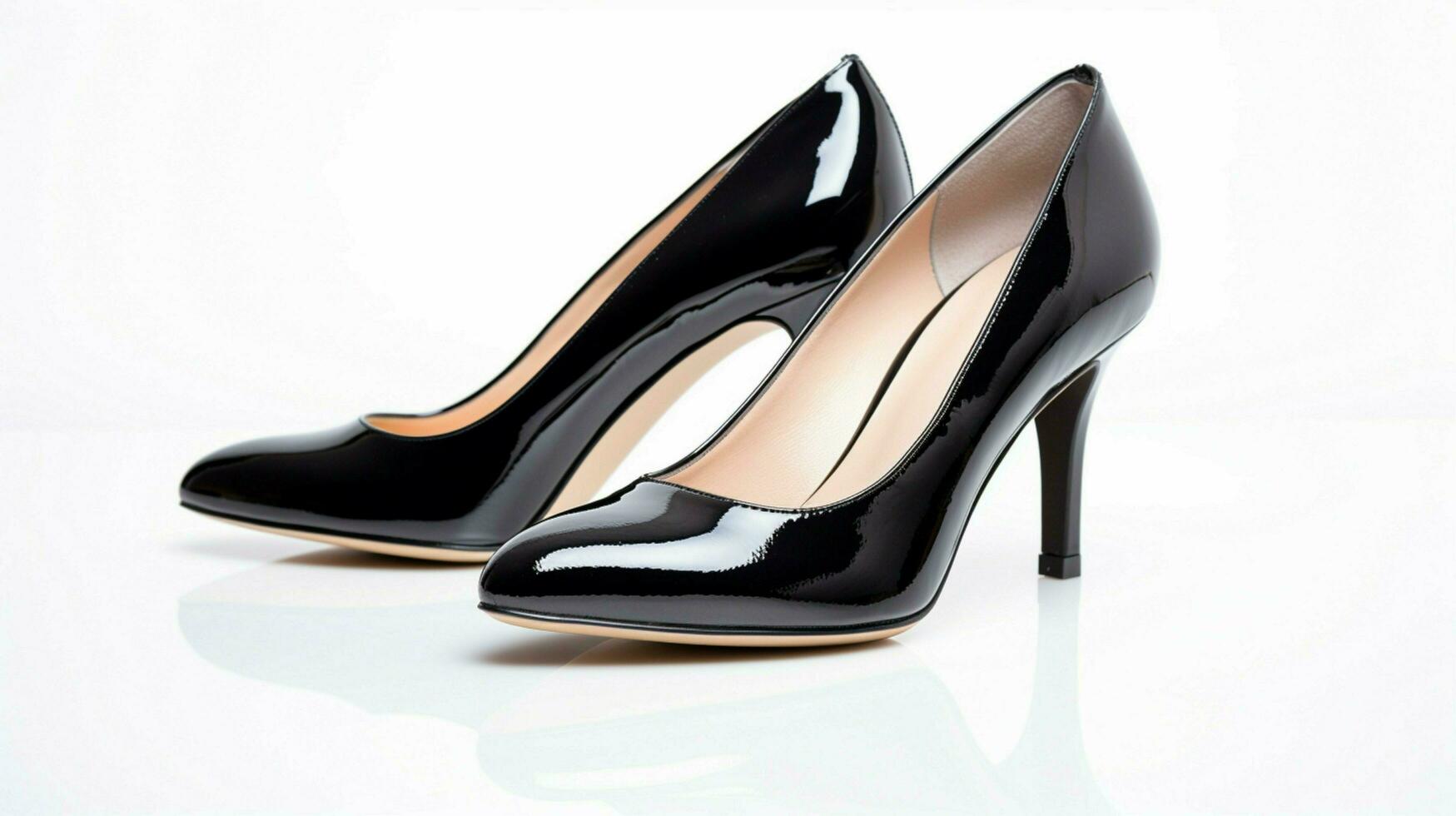 modern elegance shiny black patent leather high heels photo