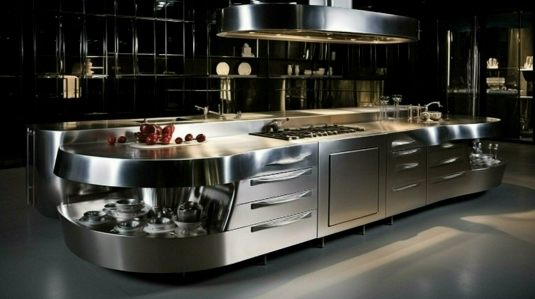 moderno cocina equipo en inoxidable acero diseño foto
