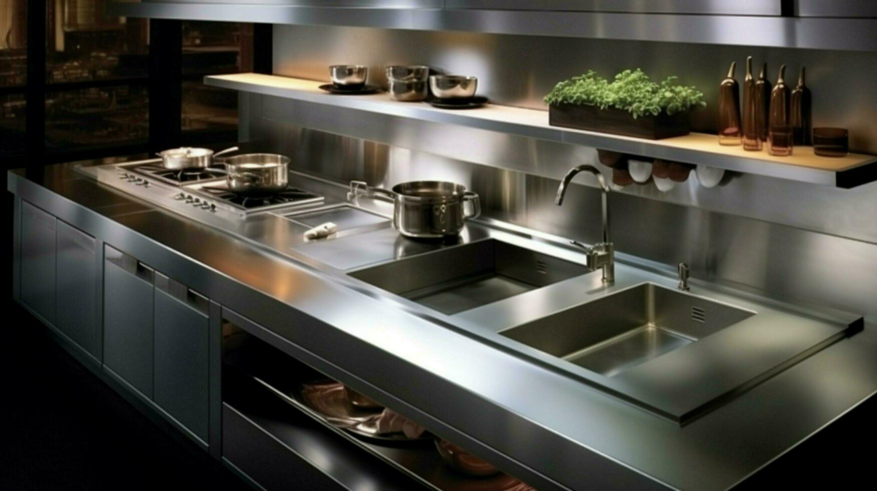 modern kitchen equipment in stainless steel design photo