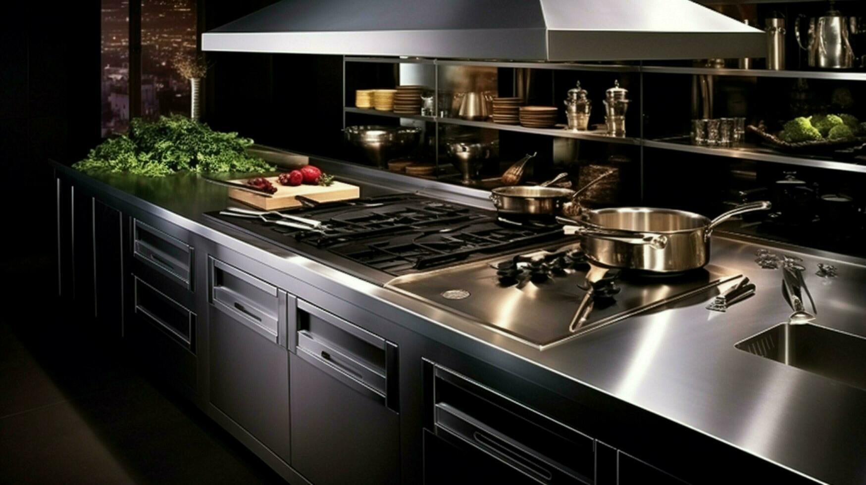 modern kitchen equipment in stainless steel design photo