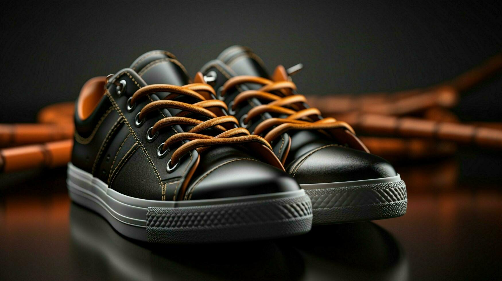 modern leather sports shoe untied shoelace foreground photo