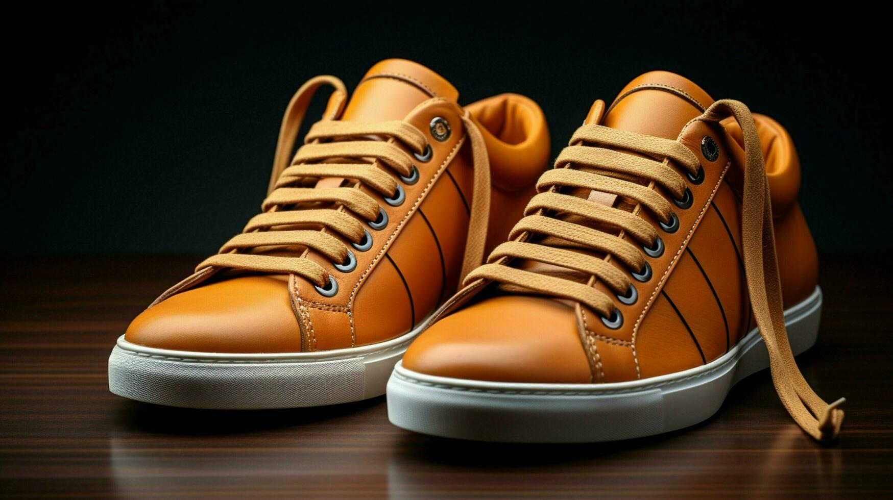 modern leather sports shoe untied shoelace foreground photo