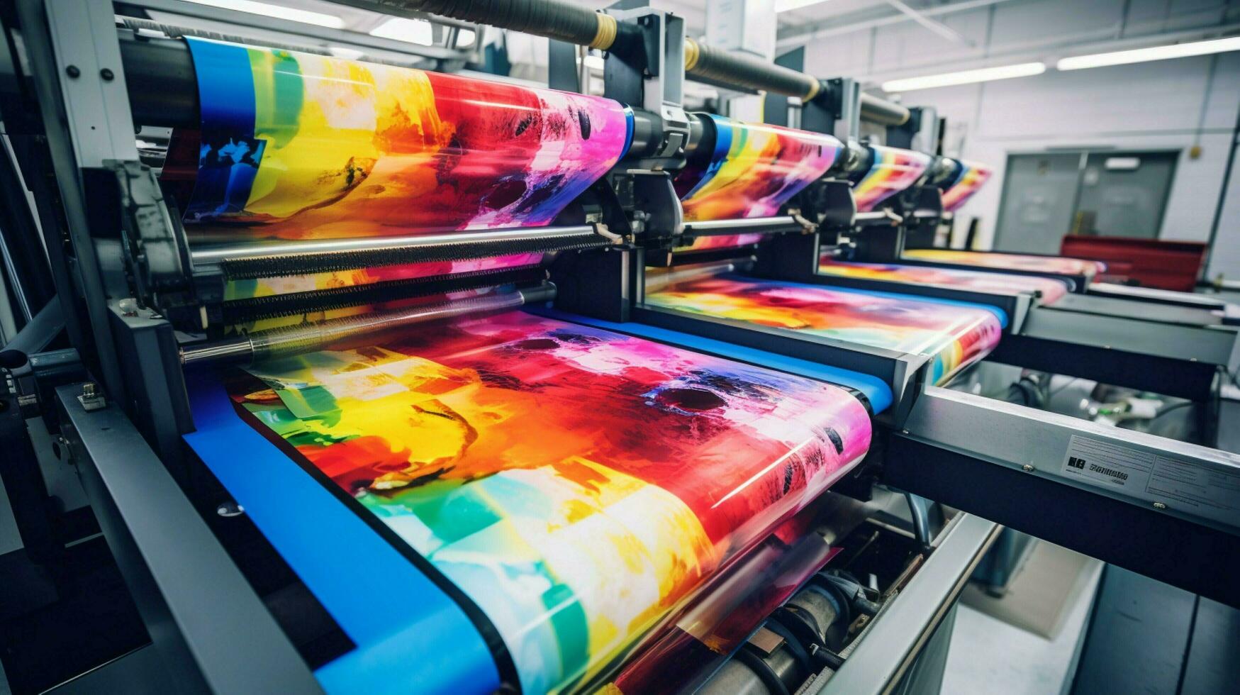 modern printing press creates colorful documents indoors photo