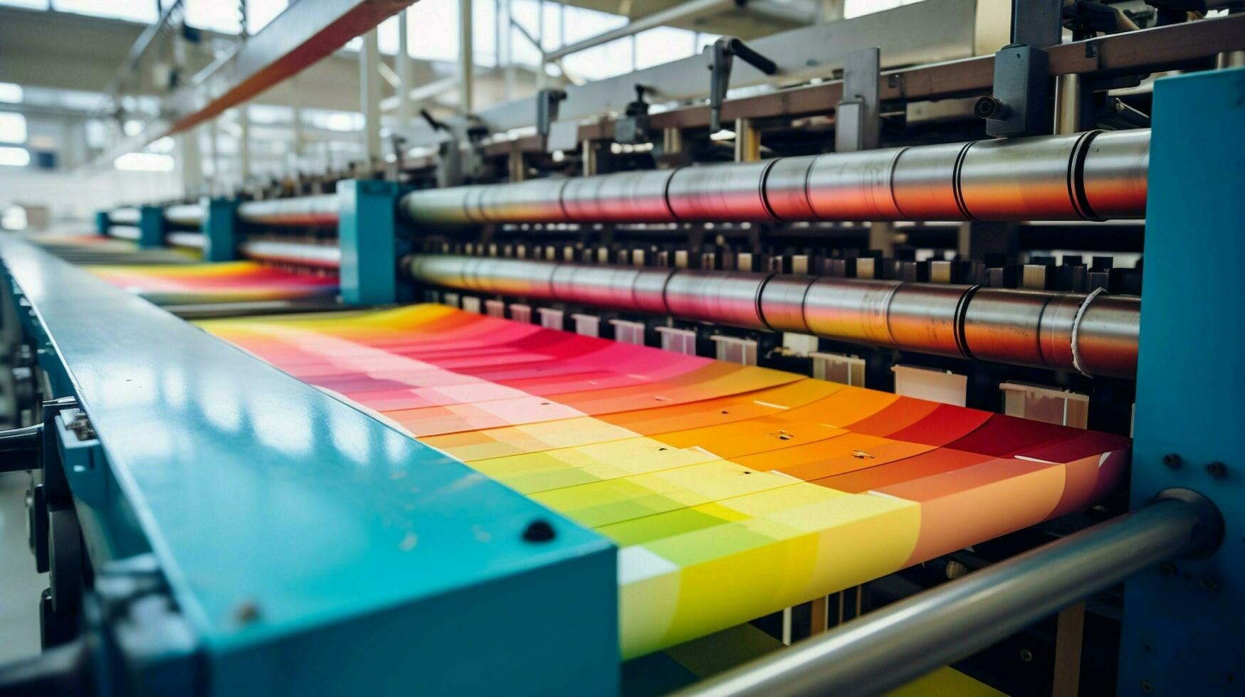 modern printing press creates colorful documents indoors photo