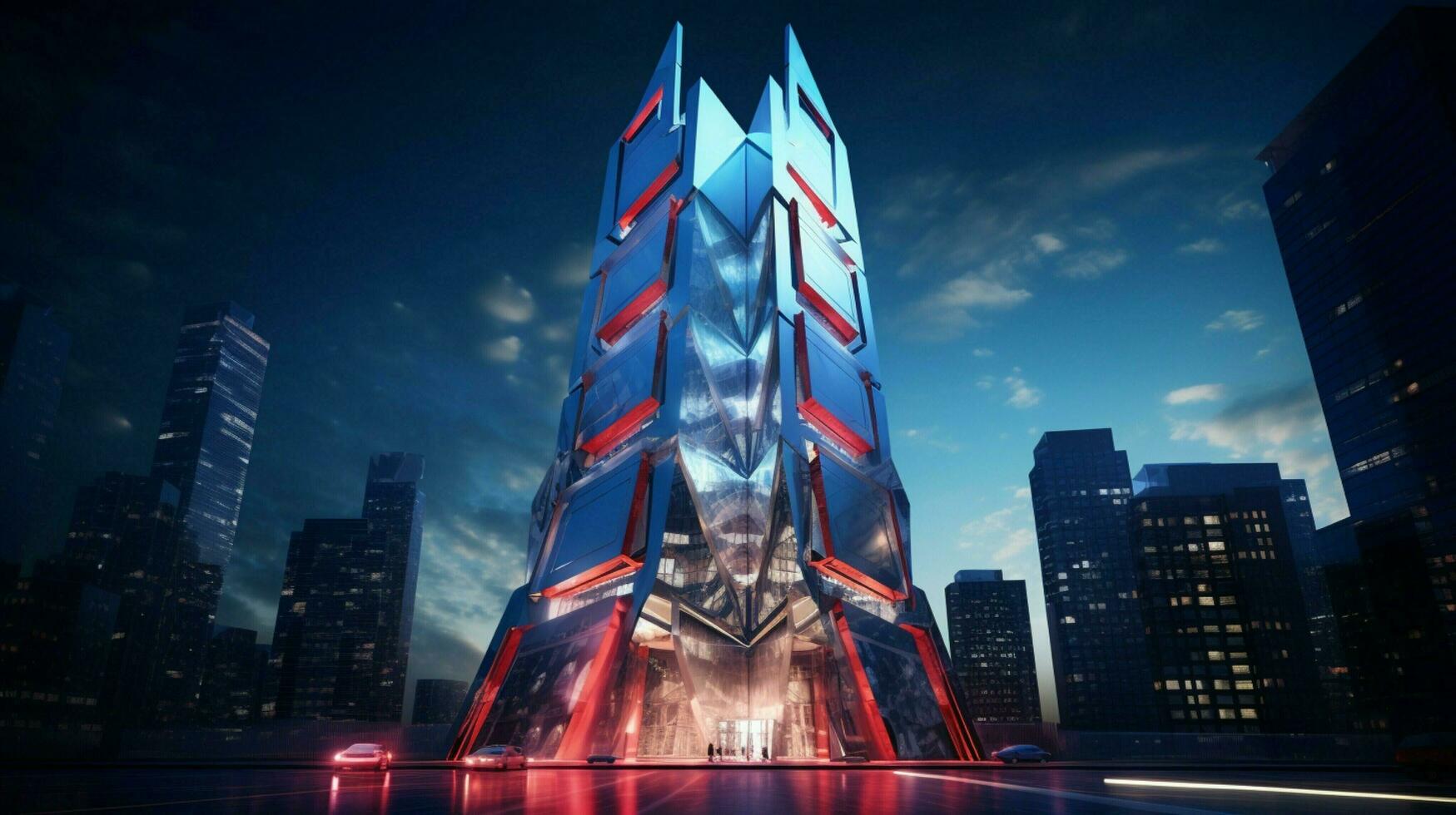 modern skyscraper reflects vibrant city life with futuris photo