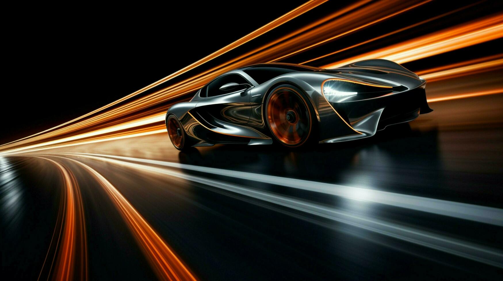 modern sports car speeds through dark curve photo