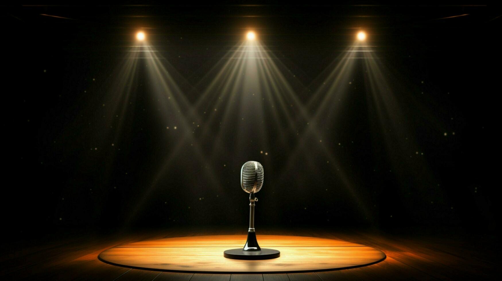 modern spotlight illuminates microphone on stage theater photo